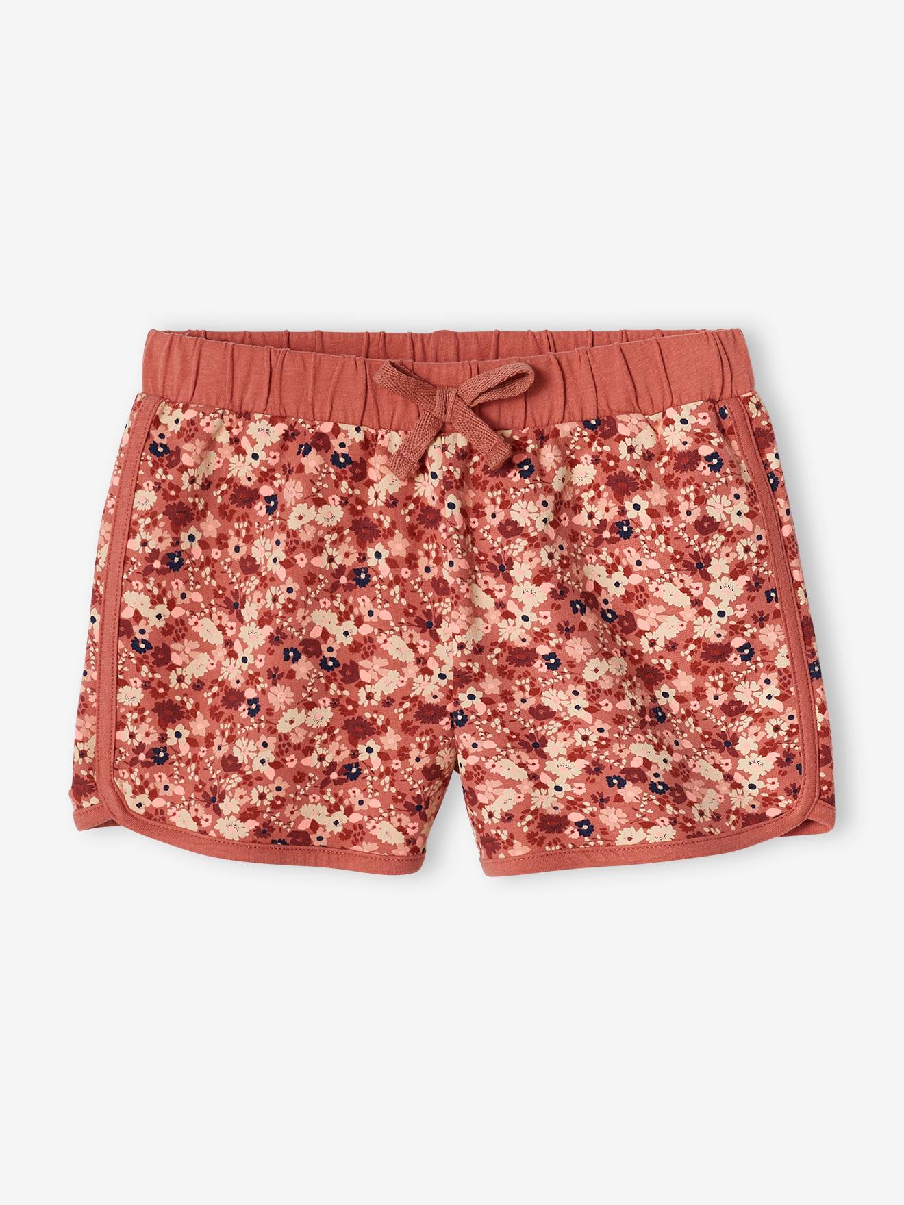 Short de sport imprimé fleurs fille bleu imprimé
