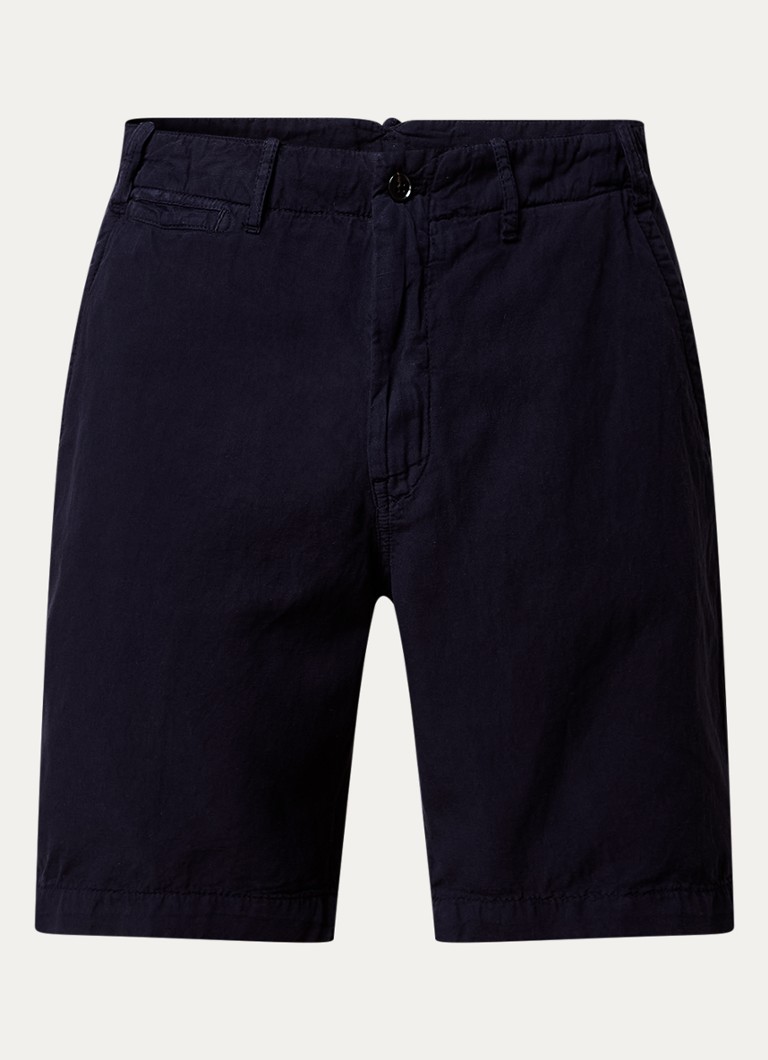 Pantaloni scurți chino Oscar Jacobson Poggio din amestec de in, croială dreaptă, cu buzunare laterale