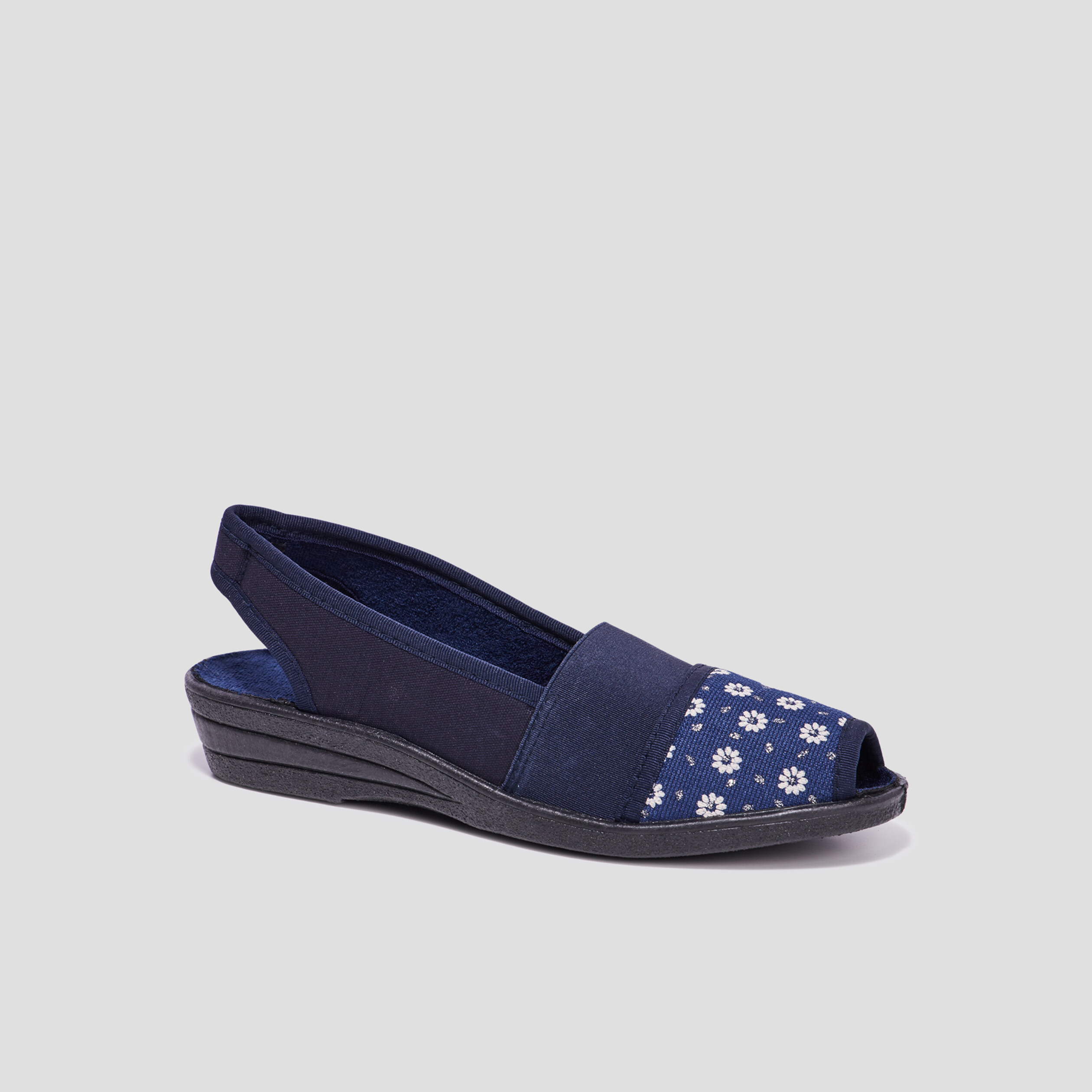 Chaussons sling back compensés bleu femme | La Halle