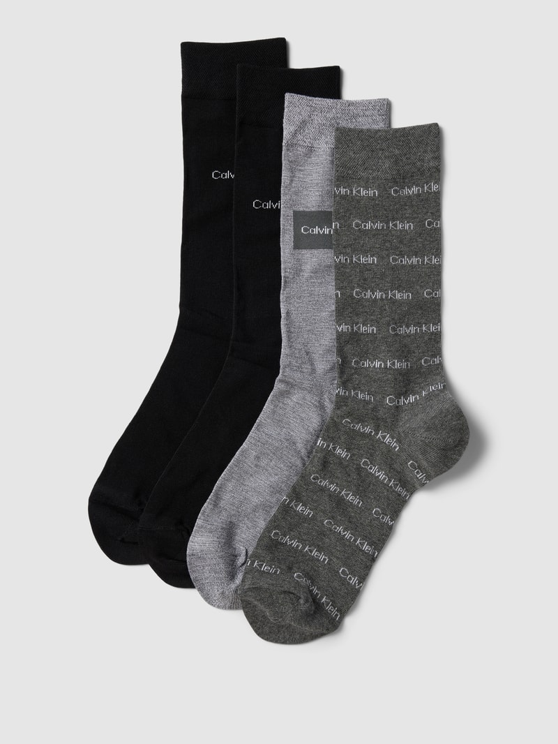 Socken mit Label-Stitching im 4er-Pack in schwarz