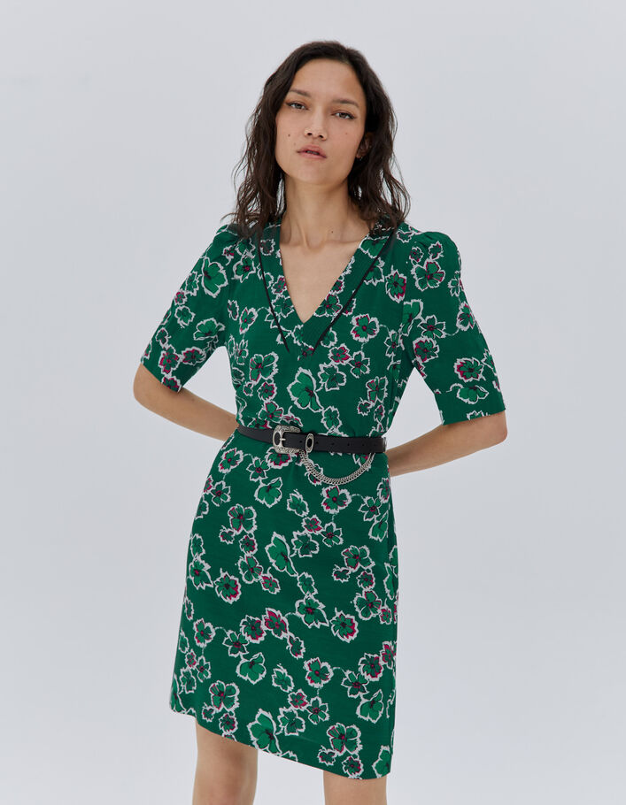 Robe verte maxi floral Femme