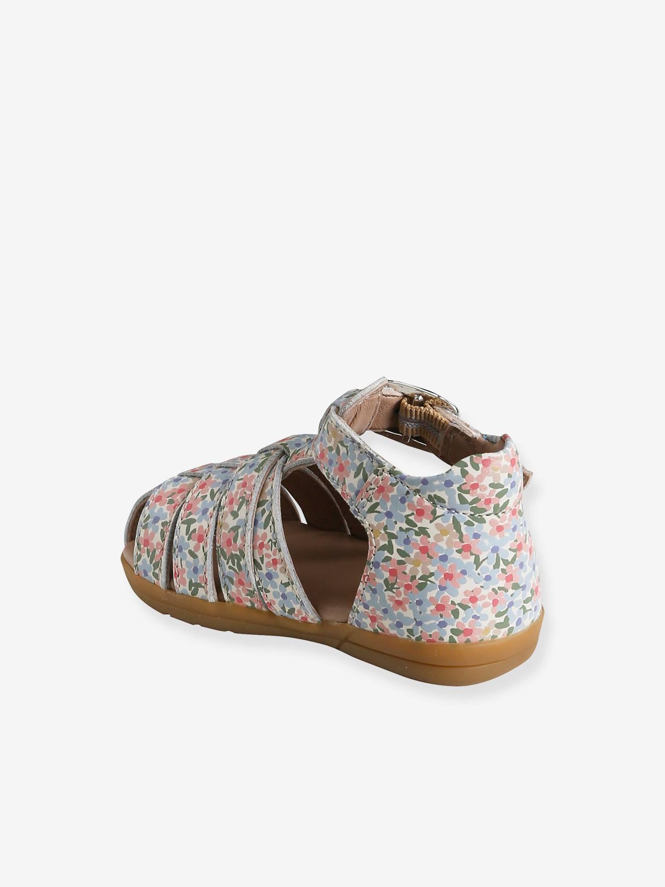 Sandales cuir bébé premiers pas bleu pâle