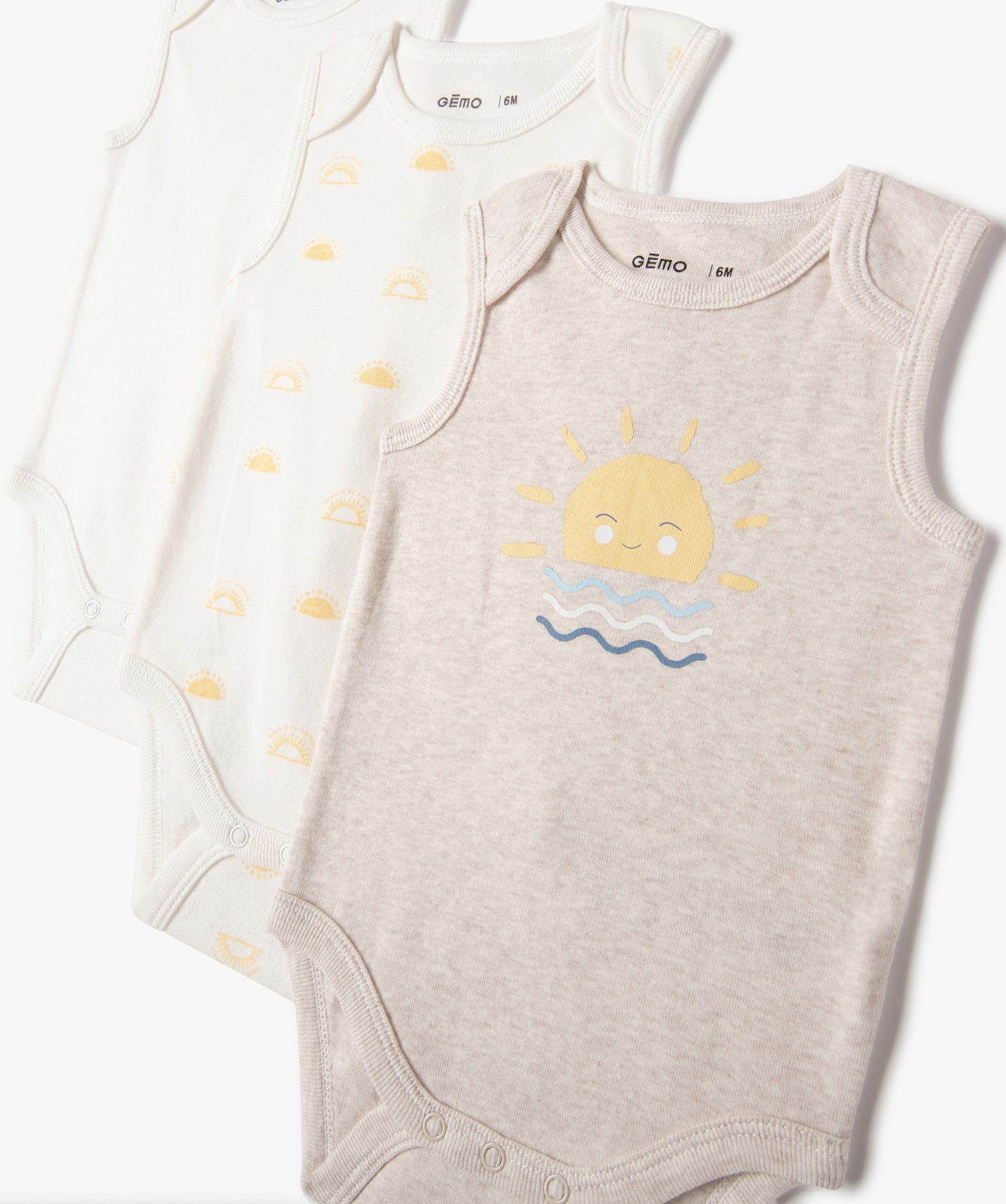 Body bébé Garçon sans manches (lot de 3) beige | GEMO