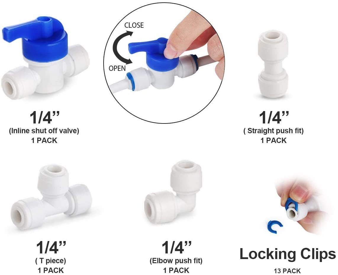 Homewit Schlauch 15m Wasserzulaufleitung Schlauchregner Universal Anschluss-Set, Wasserschlauch 6,35mm(1/4)