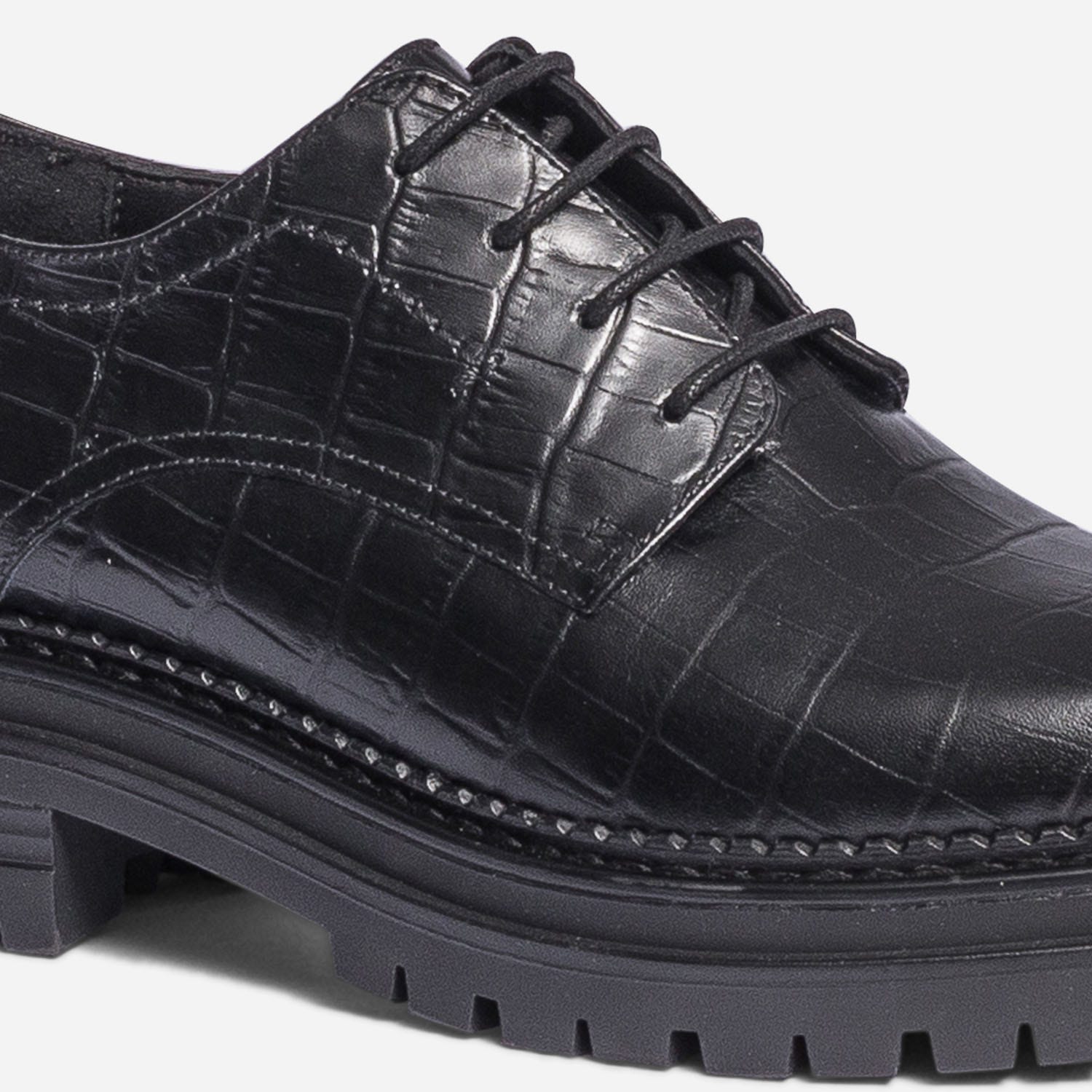 Derby TEXTO noir effet croco