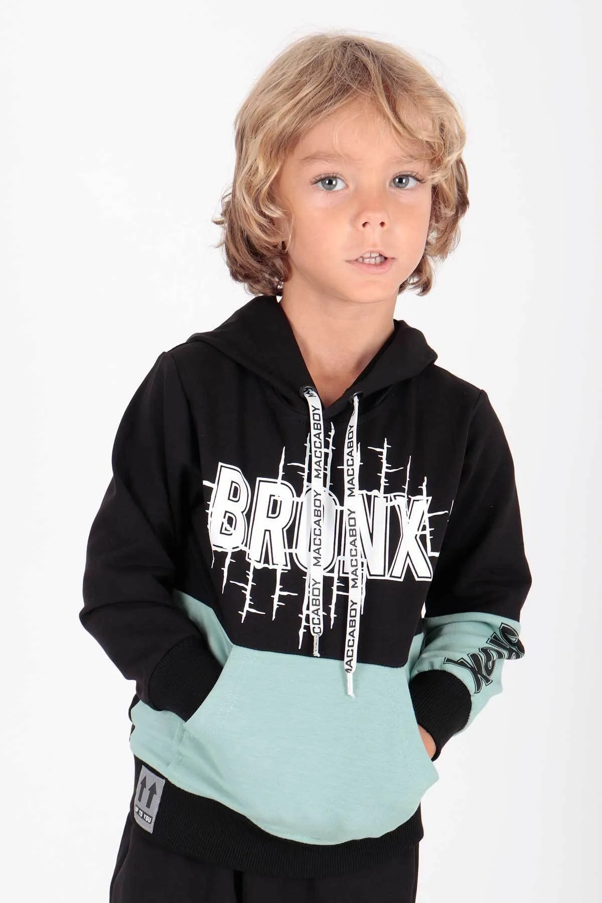 AHENGİM  Bedrucktes Bronx-Trainingsanzug-Set für Jungen Ak2235