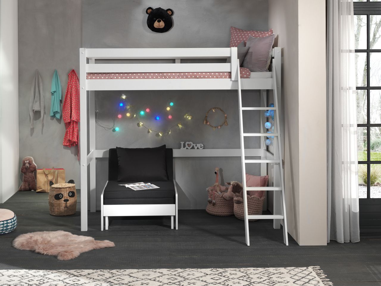 VIPACK Hochbett mit Liegefläche 90 x 200 cm inkl. Sesselbett
