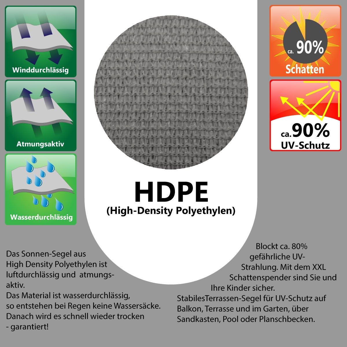 AMANKA 5,1 x 3,6 HDPE Sonnensegel