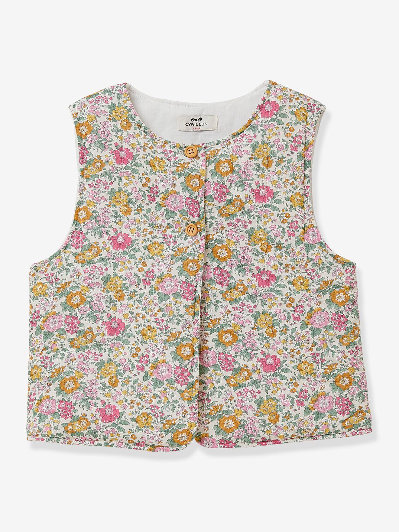 Veste matelassée Fille en tissu Liberty CYRILLUS blanc imprimé