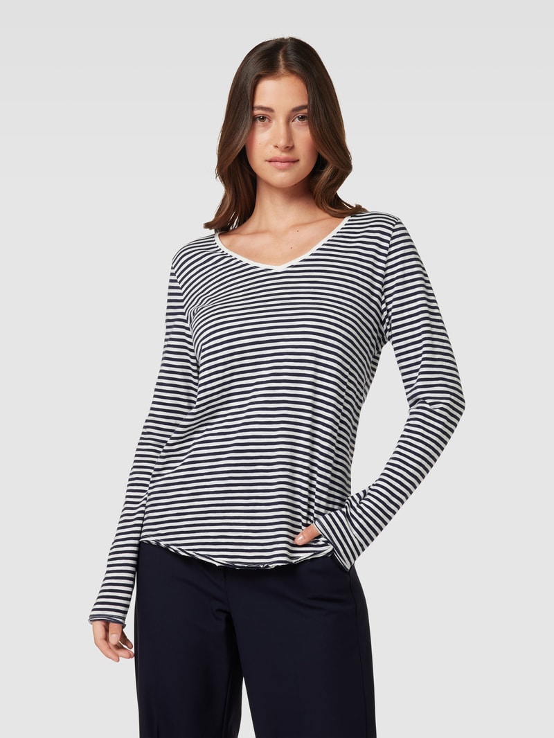 Longsleeve mit V-Ausschnitt in marineblau