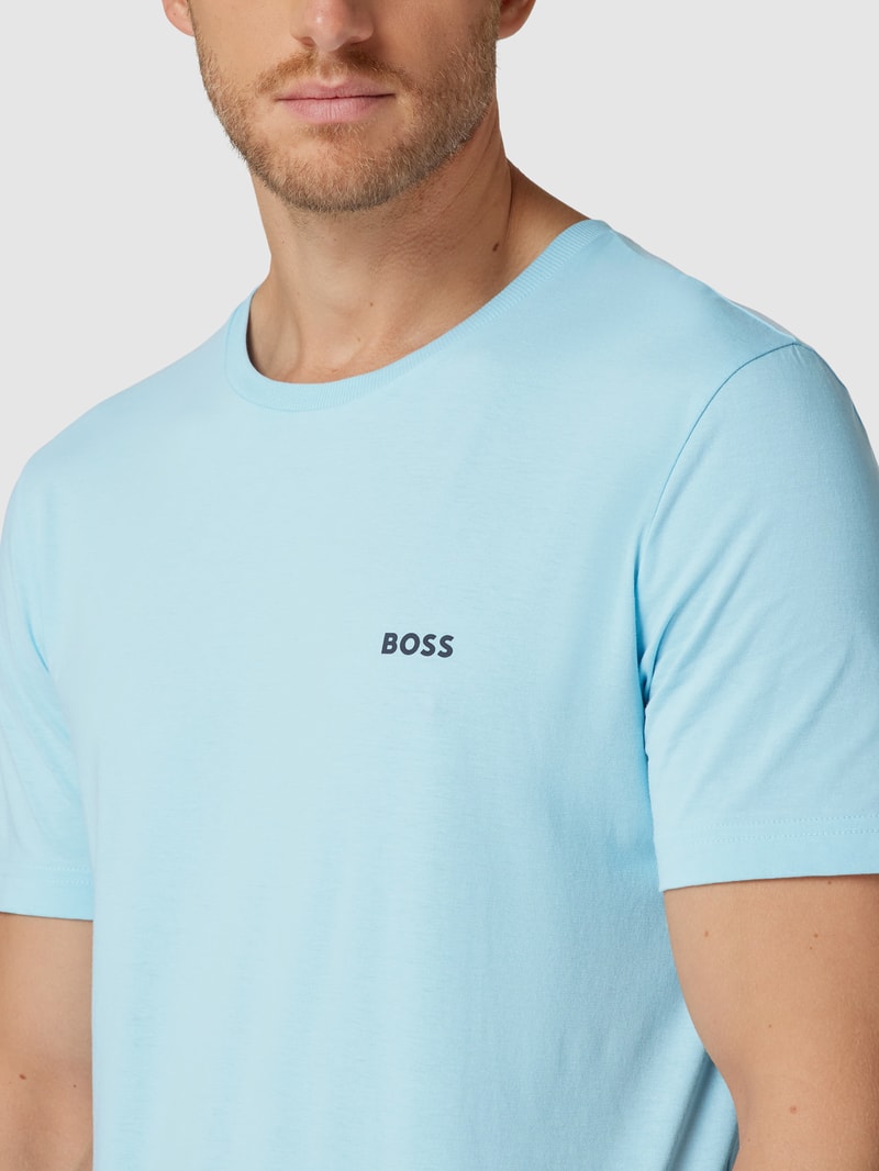 T-Shirt mit Label-Print Modell 'Tee 7' in hellblau