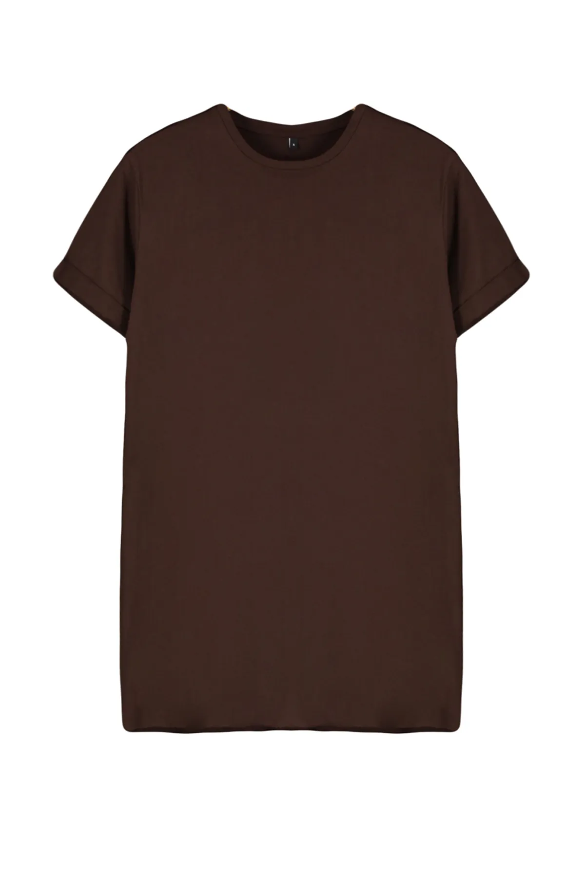 Trendyol Modest  Braun-beige 2er-Pack geschlitzte, kurzärmlige Basic-Strick-T-Shirts mit Rundhalsausschnitt TCTSS21UK0009