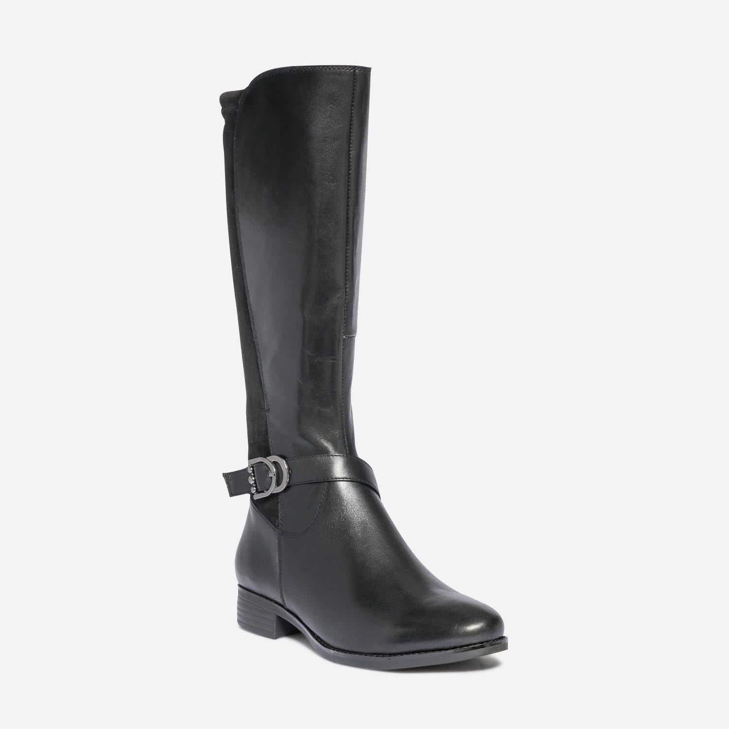 Botte plate CAPRICE noire en cuir