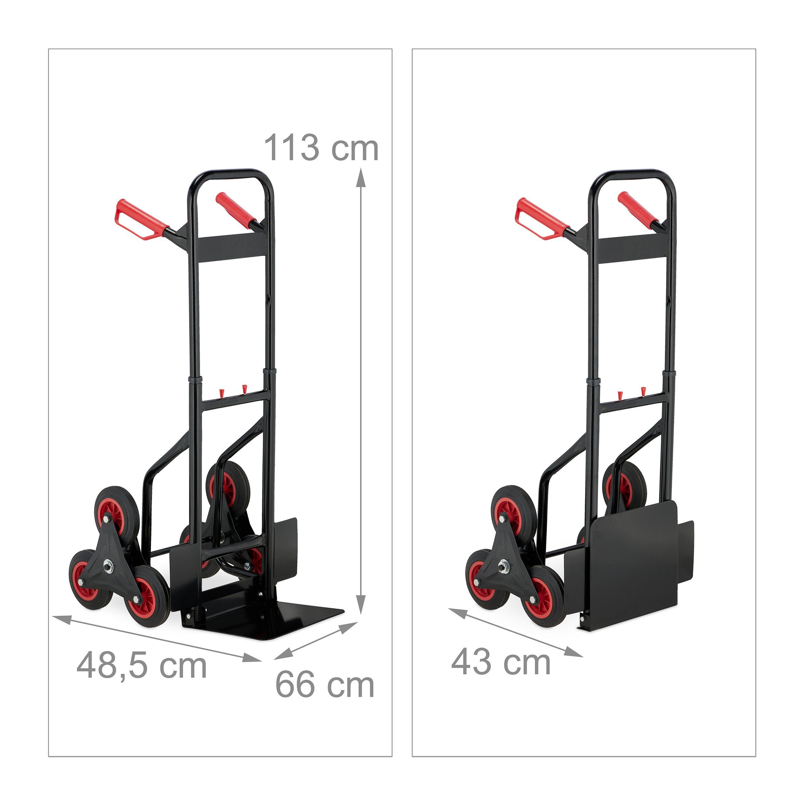 relaxdays Treppensackkarre Sackkarre Treppensteiger schwarz