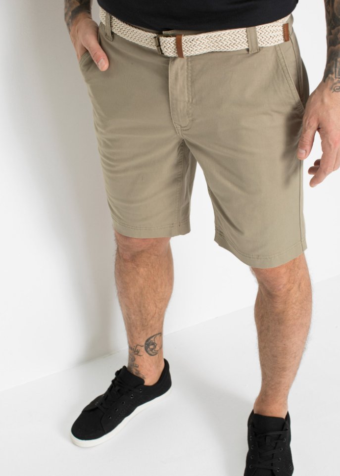 Stretch-Chino-Bermuda mit Gürtel, Regular Fit