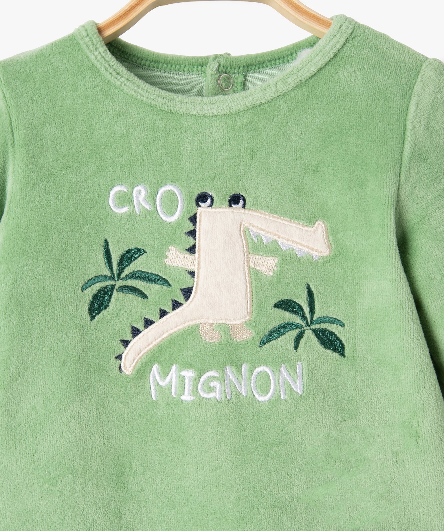 Pyjama dors-bien en velours imprimé bébé beige | GEMO