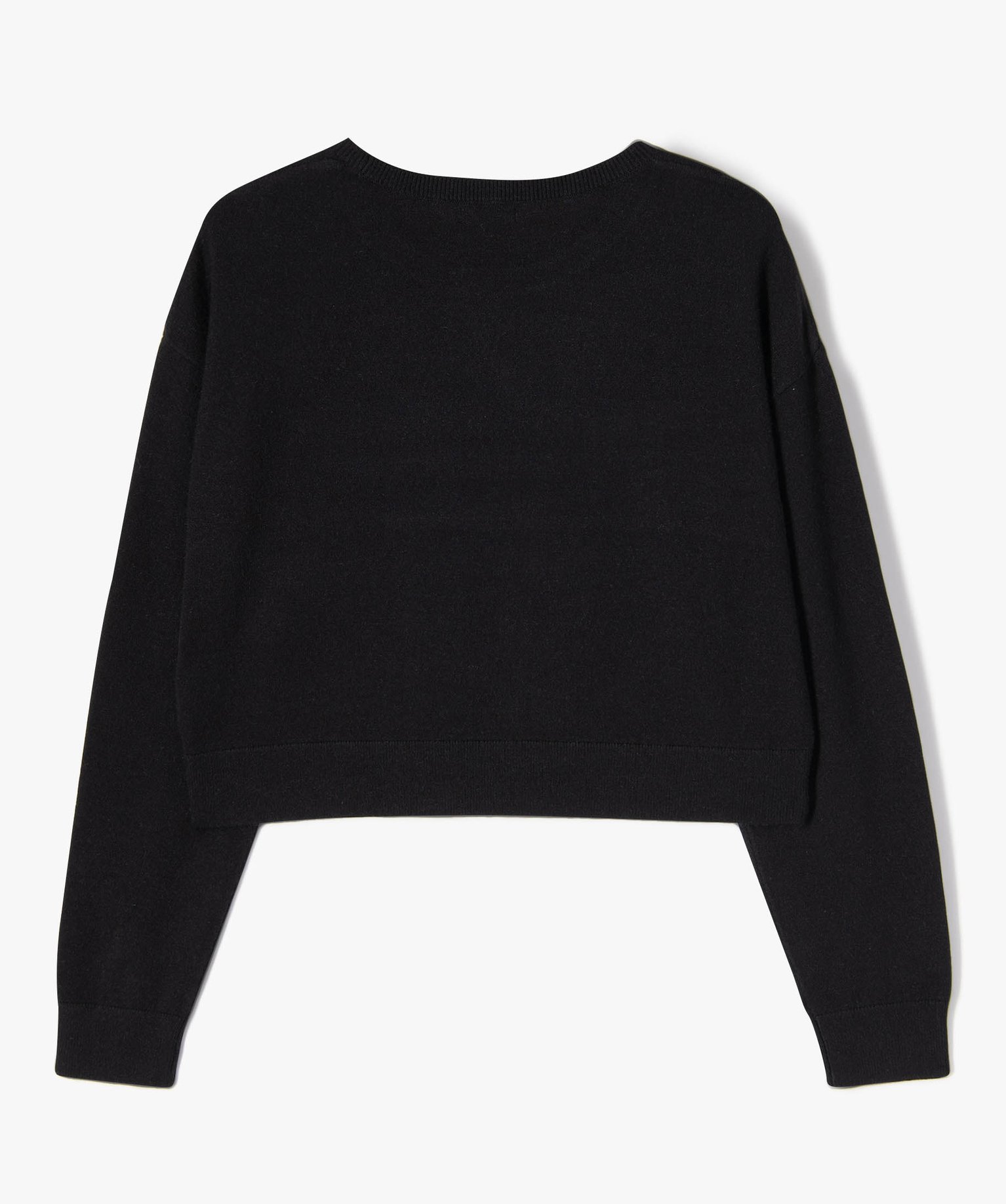 Pull large et court en maille fine fille noir | GEMO