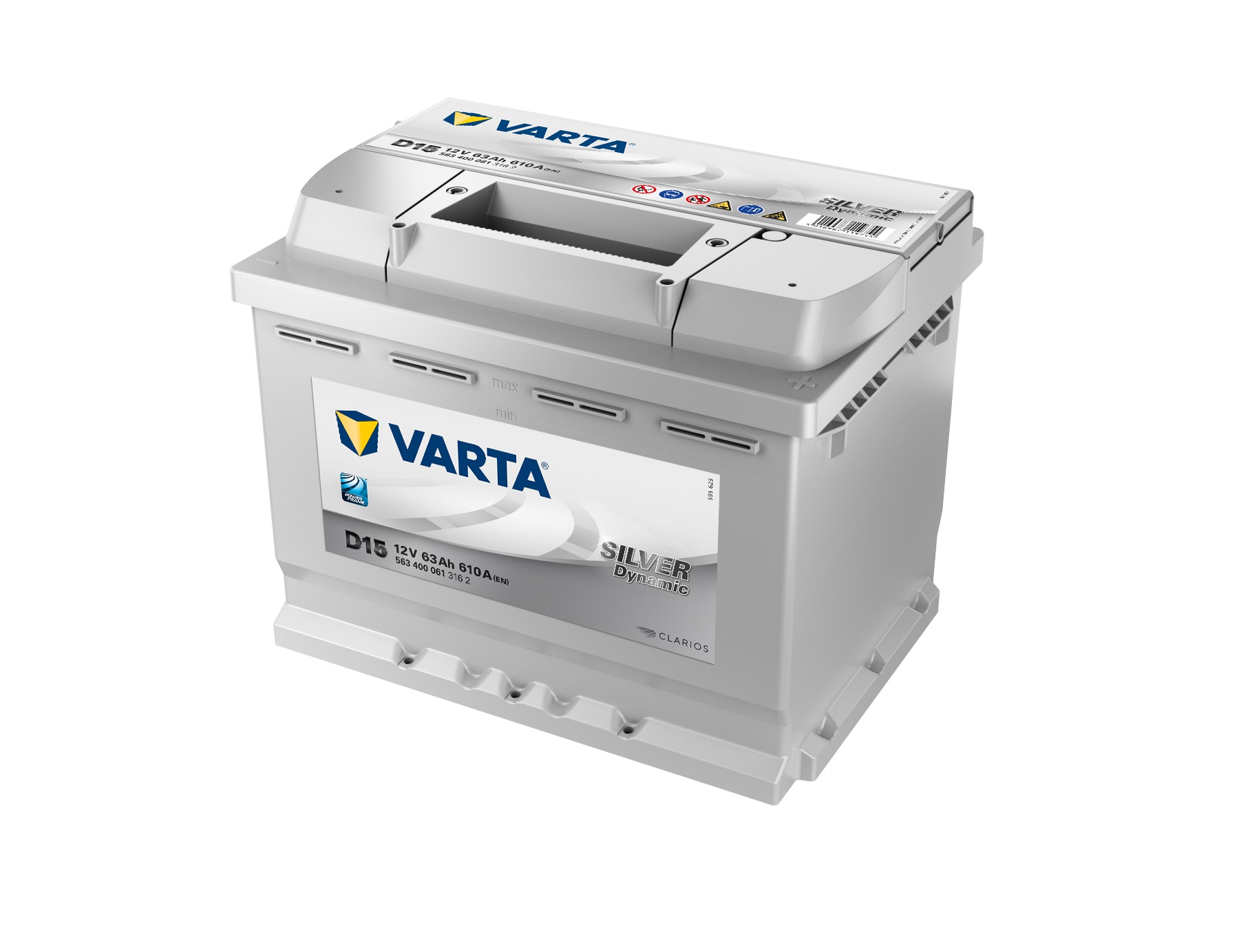 VARTA Silver Dynamic Autobatterie, D15, 63 Ah, 610 A - ATU