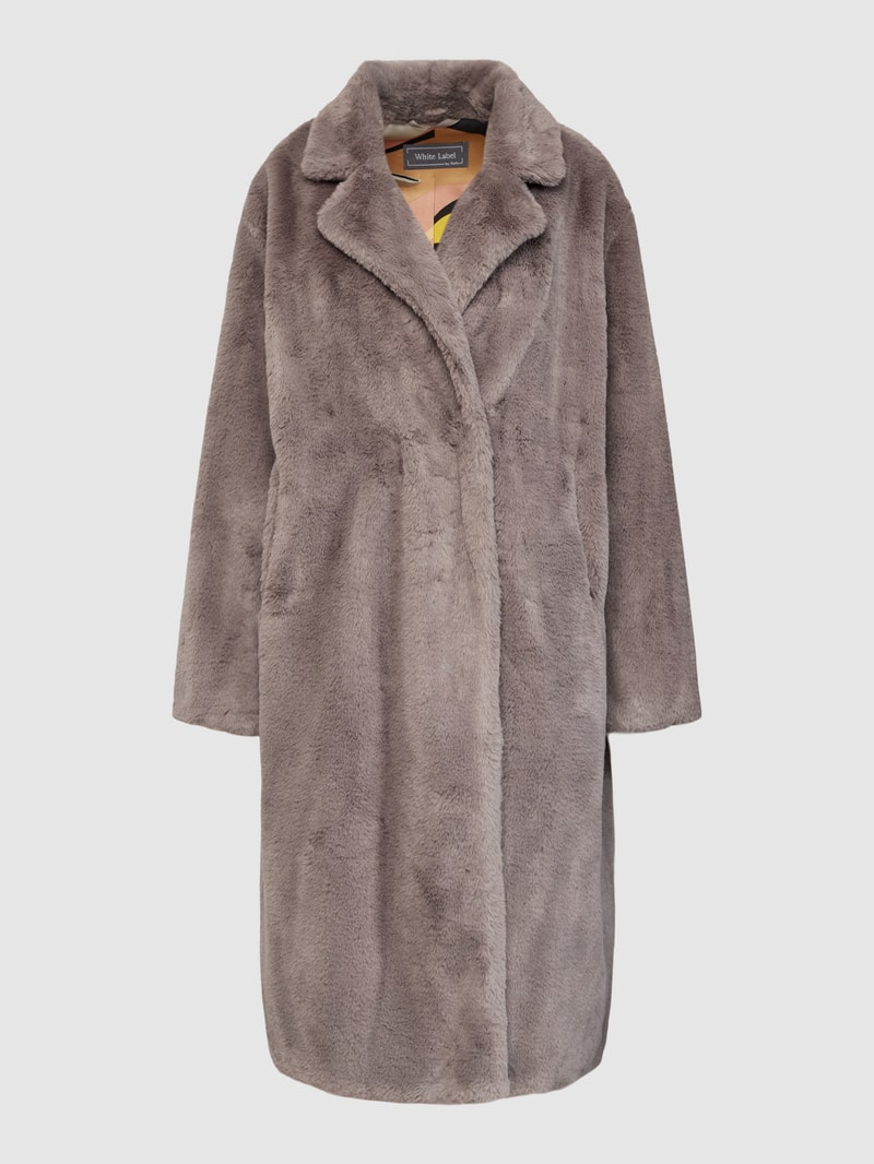 Mantel aus Kunstfell in taupe