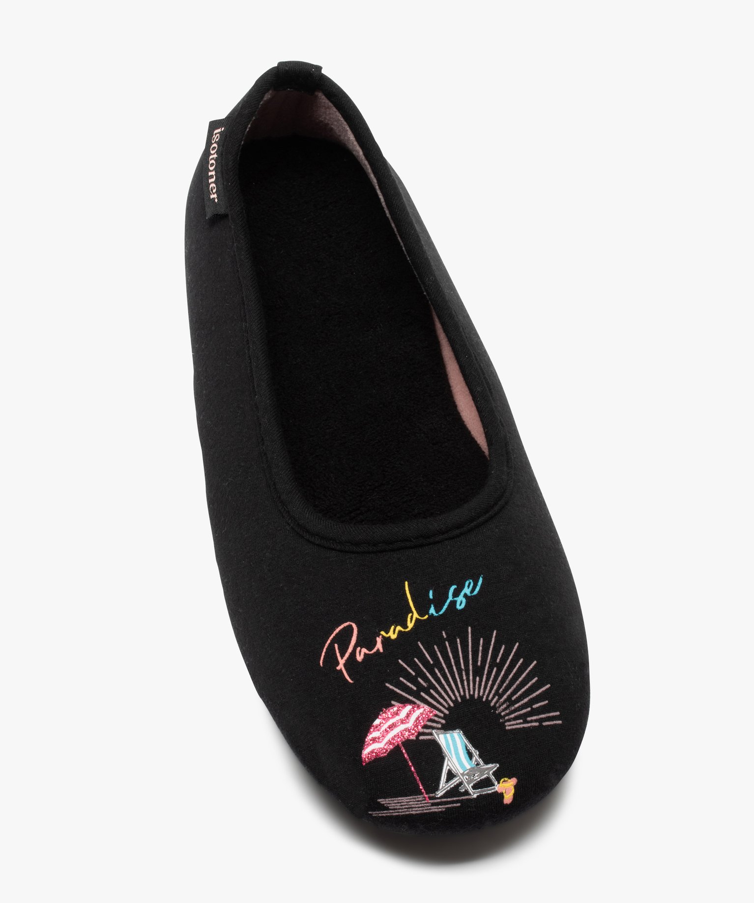 Chaussons femme ballerines imprimées Paradise - Isotoner noir | GEMO