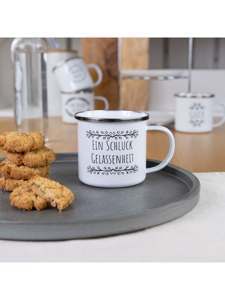 Geda Labels Tasse Schluck Gelassenheit Emaille in Weiß - 350ml günstig kaufen onesize