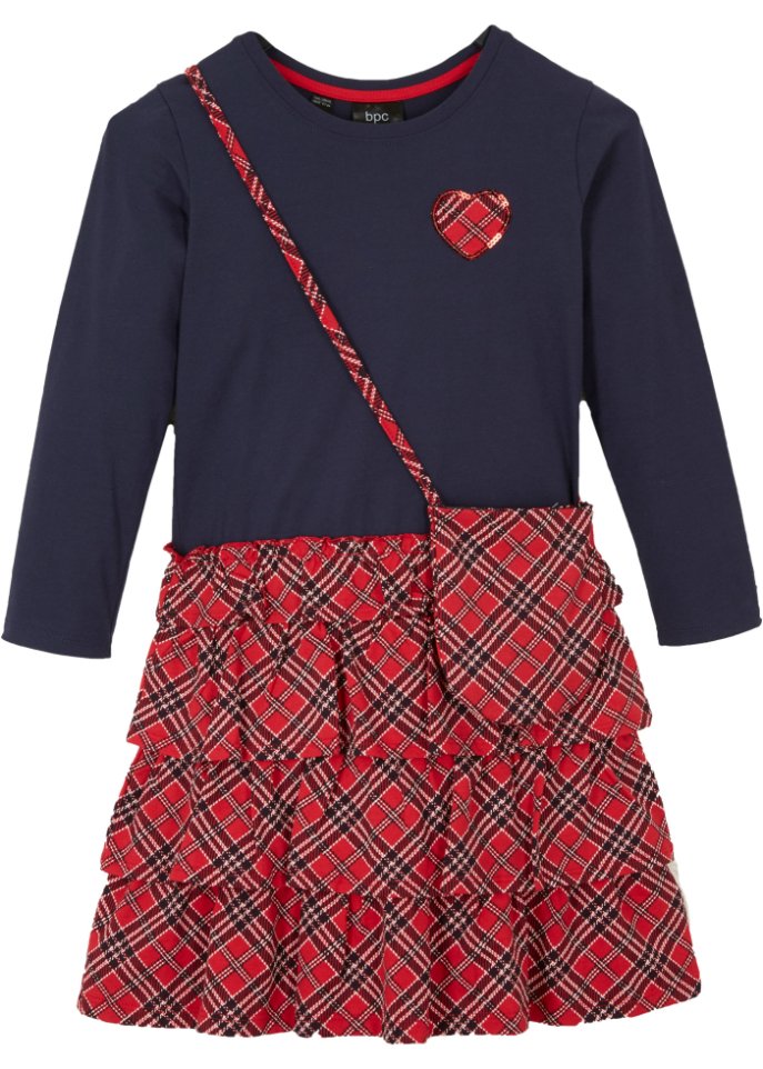 Mädchen Jerseykleid und Tasche (2-tlg.) aus Bio-Baumwolle