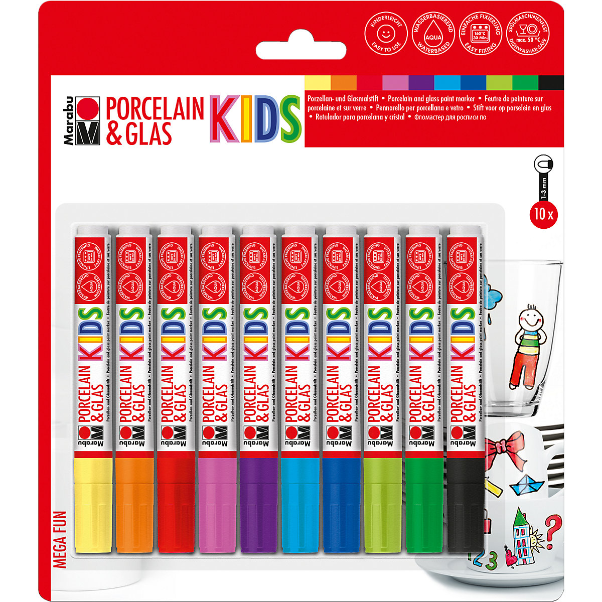 KIDS Porzellan- & Glasmalstifte Mega Fun, 10 Stück