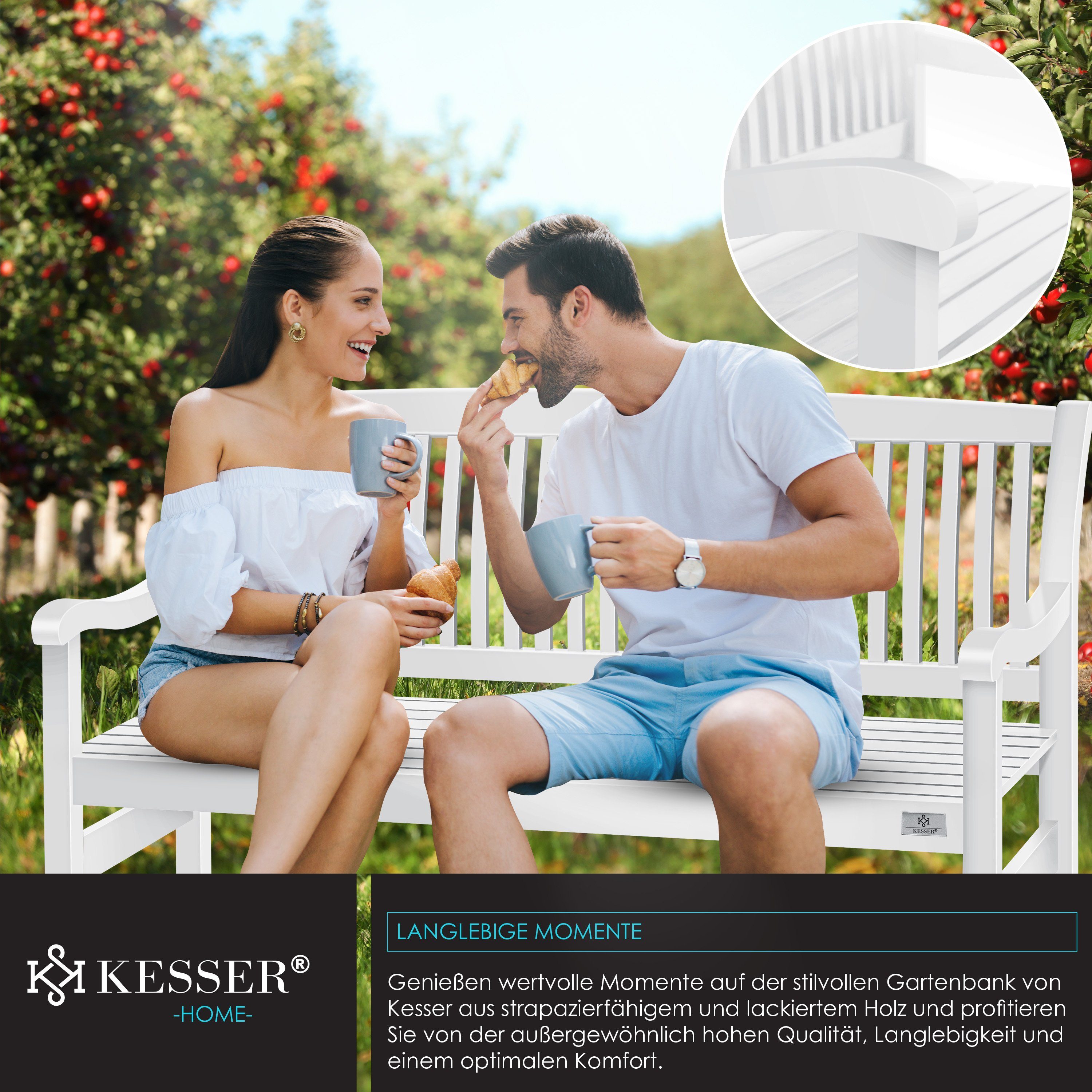KESSER Gartenbank, Gartenbank Holz Holzbank wetterfest Parkbank Massivholz