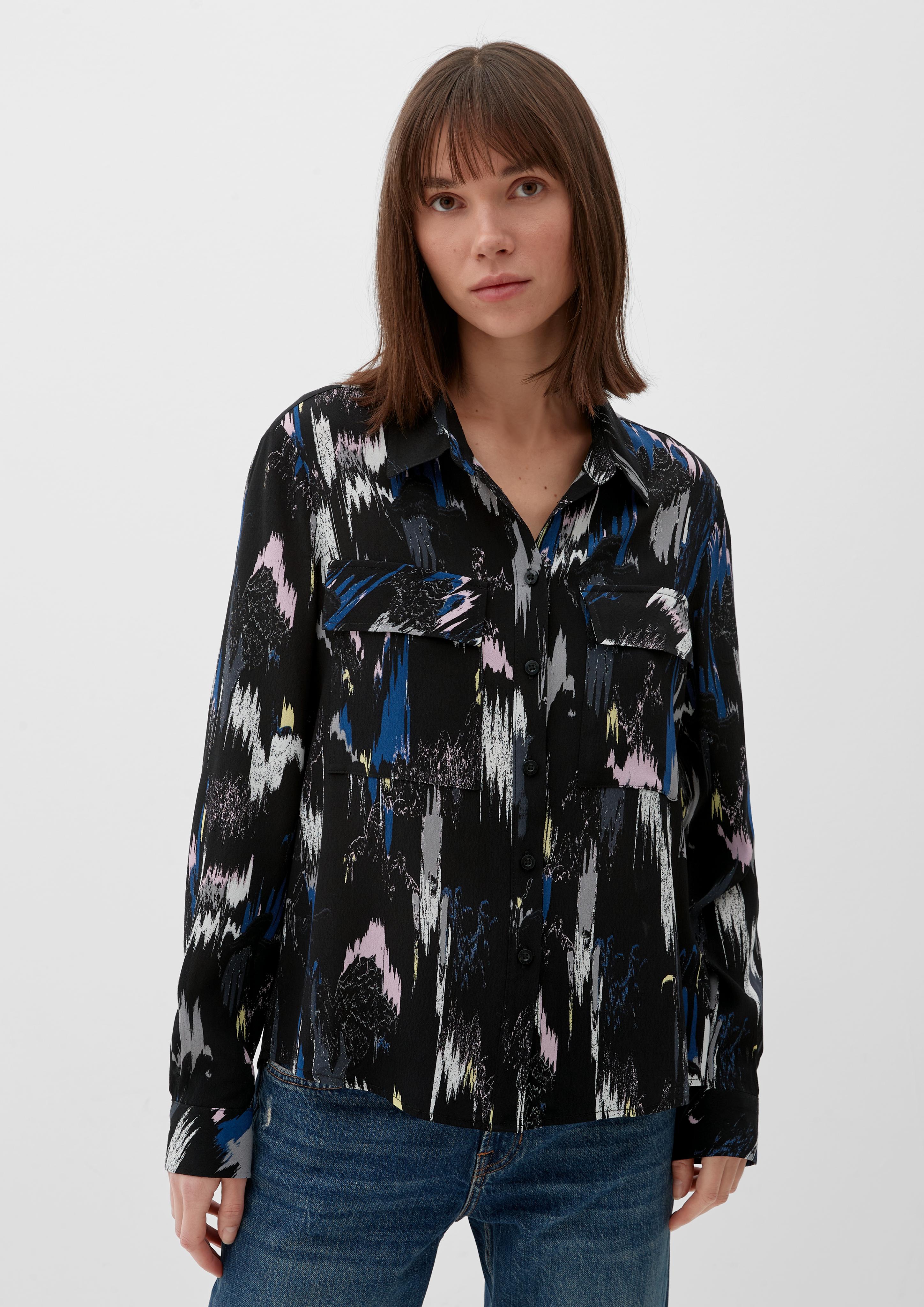 Viskosebluse mit Allovermuster  2124786-99A1