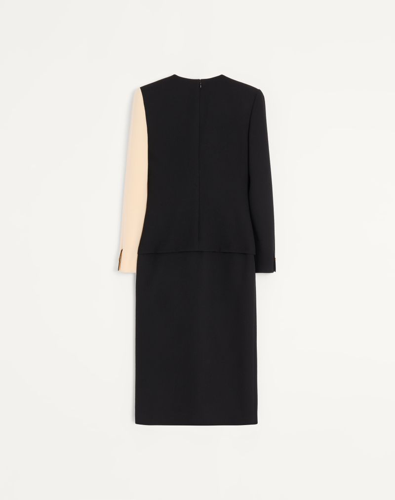 Vestido midi de crepe de lã