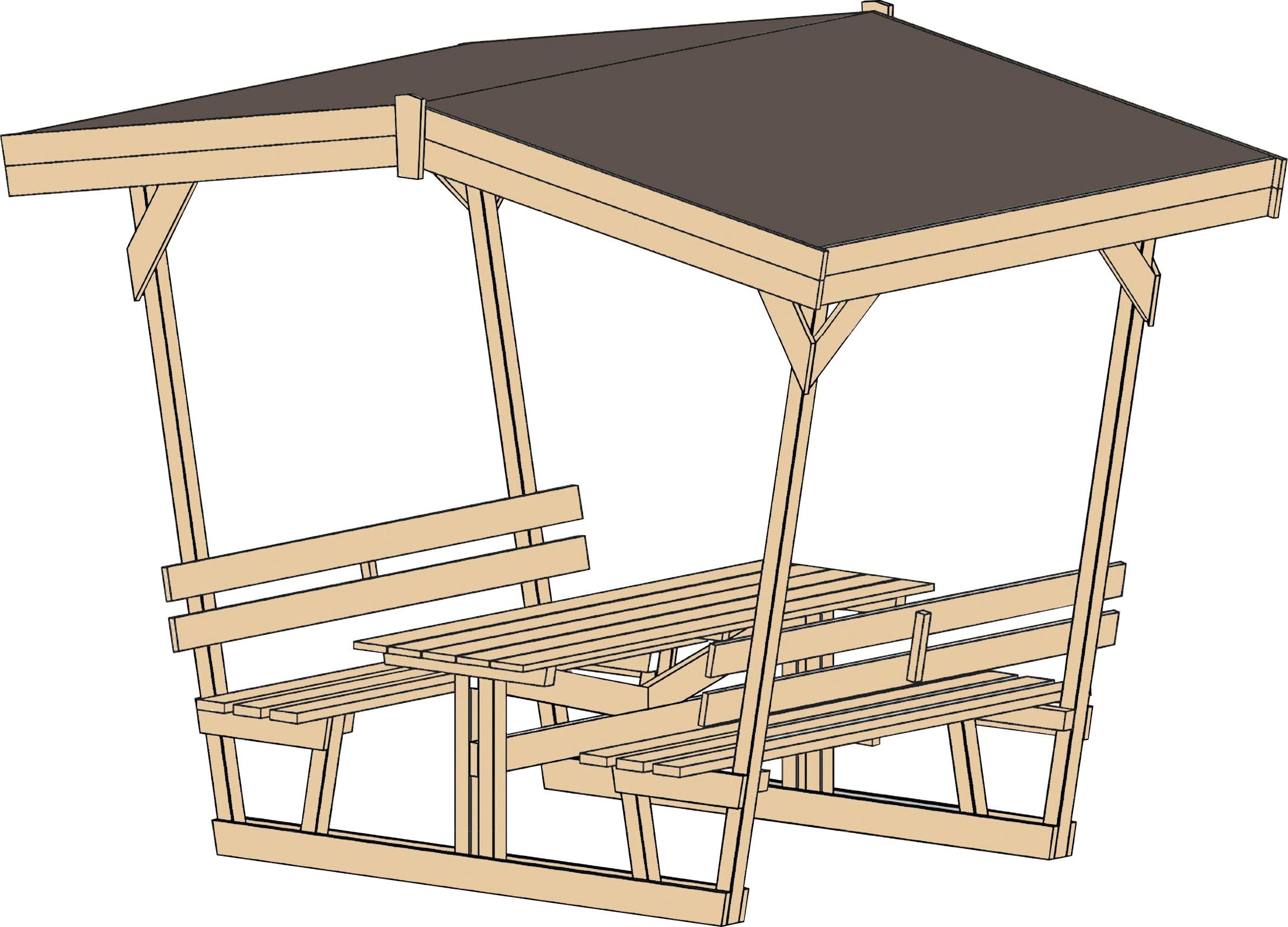 weka Holzpavillon Sitzlaube 662, inkl. Tisch und Bänke, BxTxH: 300x203x238 cm