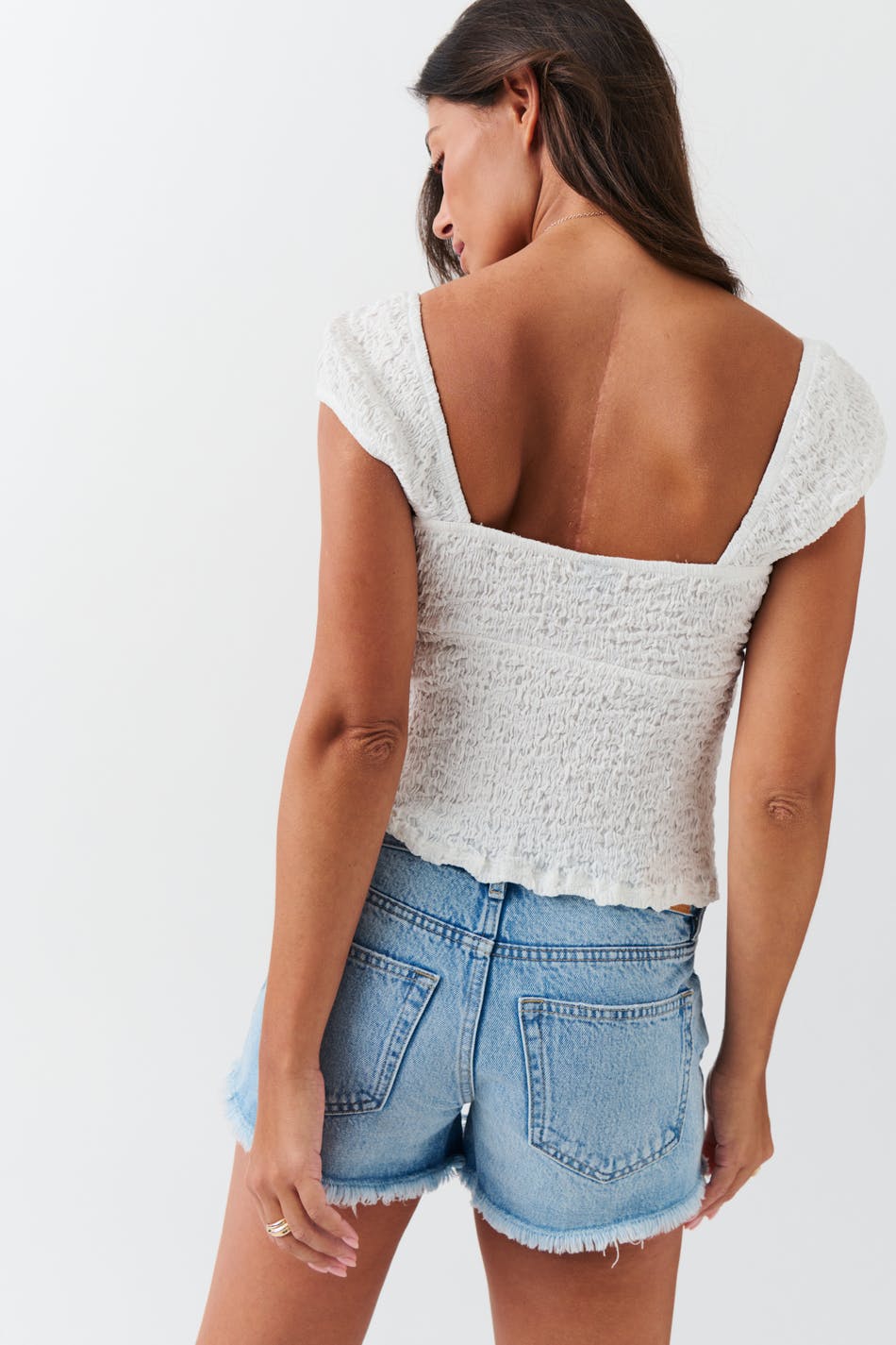 Low denim shorts