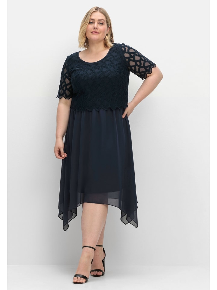 sheego Cocktailkleid aus Chiffon in nachtblau günstig kaufen