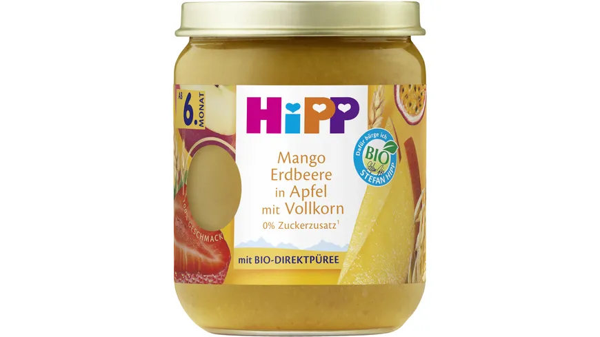 HiPP Bio Frucht und Getreide Mango Erdbeere in Apfel mit Vollkorn 160 g