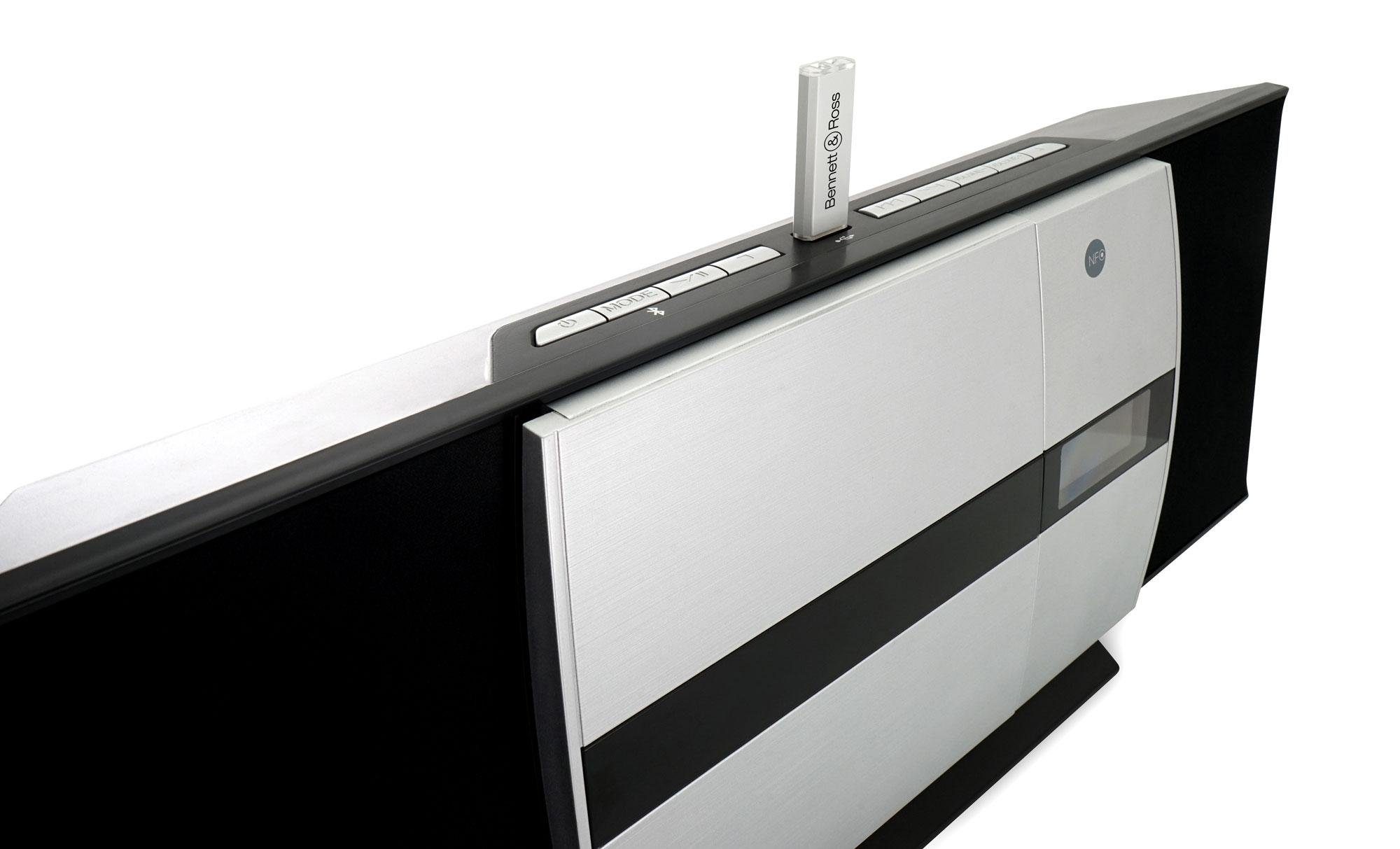 Bennett & Ross Ålesund Vertikal Stereoanlage (UKW/MW-Radio, 10 W, Microanlage mit CD/MP3-Player, USB, Bluetooth- und NFC Schnittstelle)