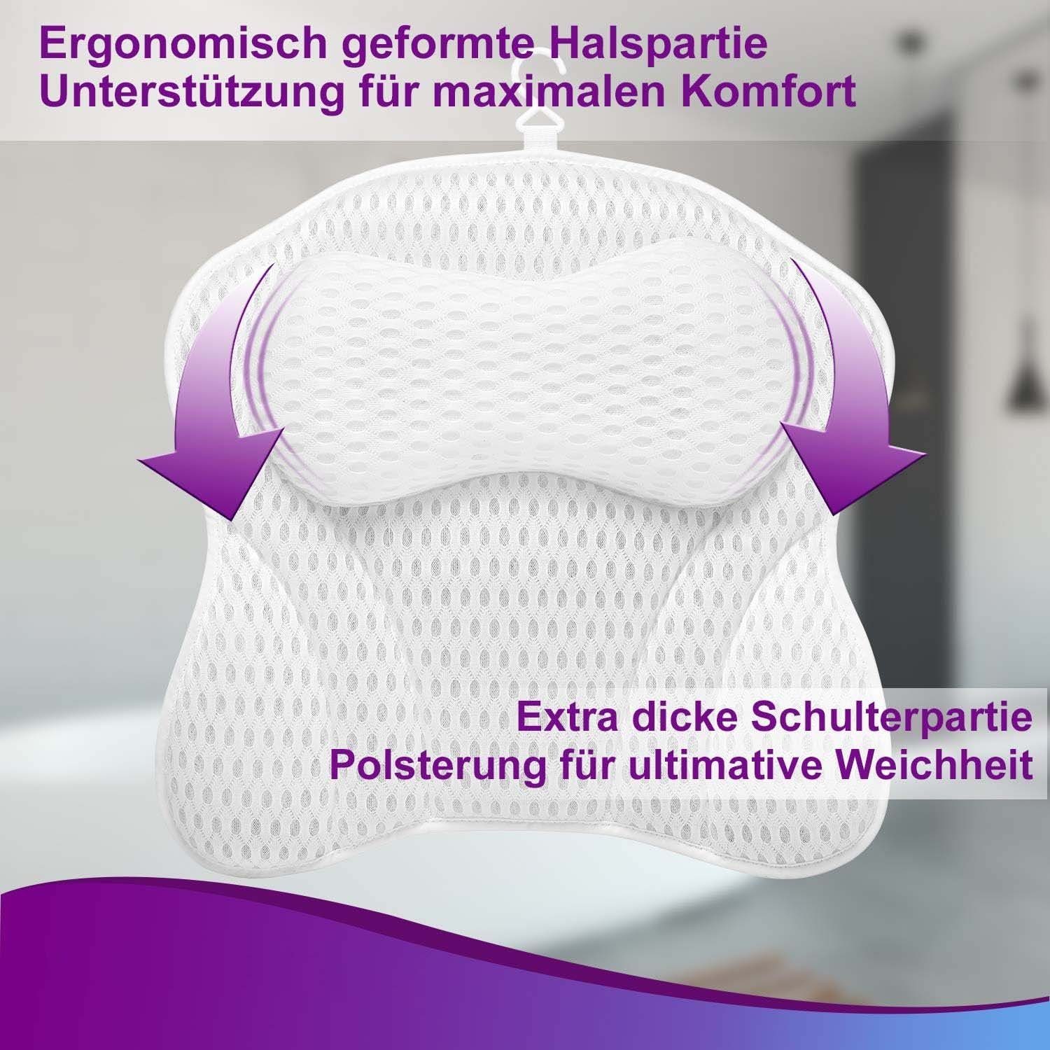 Nackenstützkissen Spa-Kissen,zur Unterstützung von Kopf und Schulter, flowgoer, Hals Geeignet für Badewannen und Home-Spa