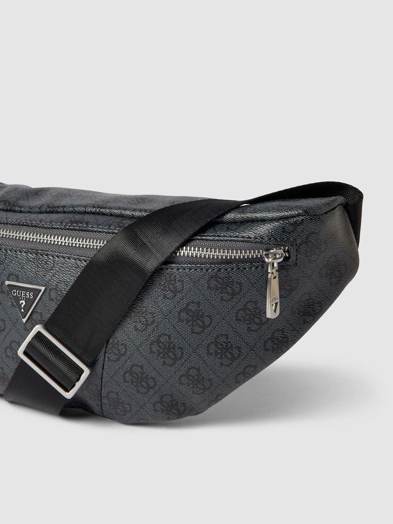 Bauchtasche mit Allover-Logo Modell 'VEZZOLA' in schwarz