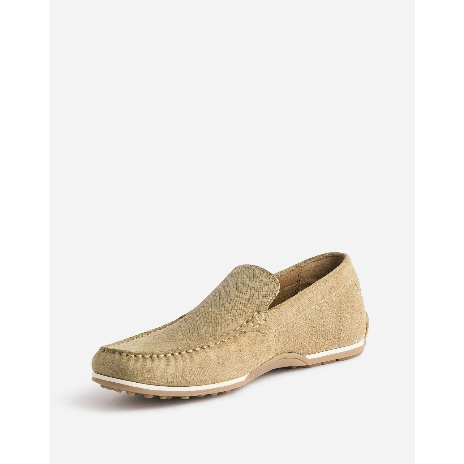 Mocassin beige en cuir velours