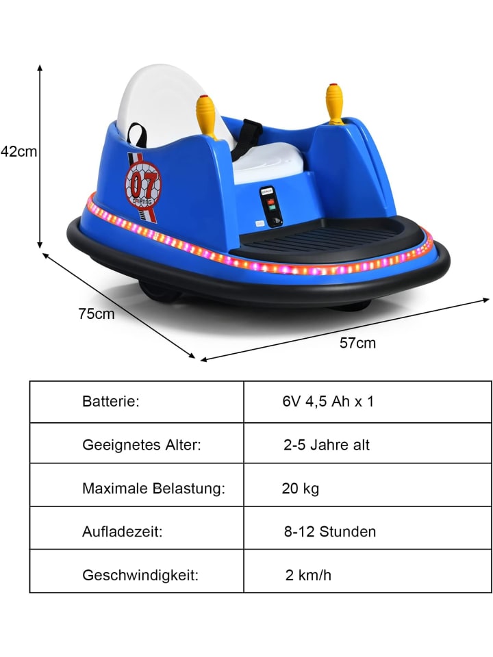 COSTWAY 6V Autoscooter mit Fernbedienung in Blau günstig kaufen 75 cm