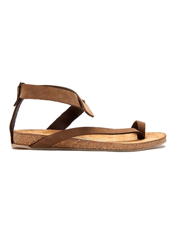 Comfortfusse Leder-Zehensandalen in Sand günstig kaufen