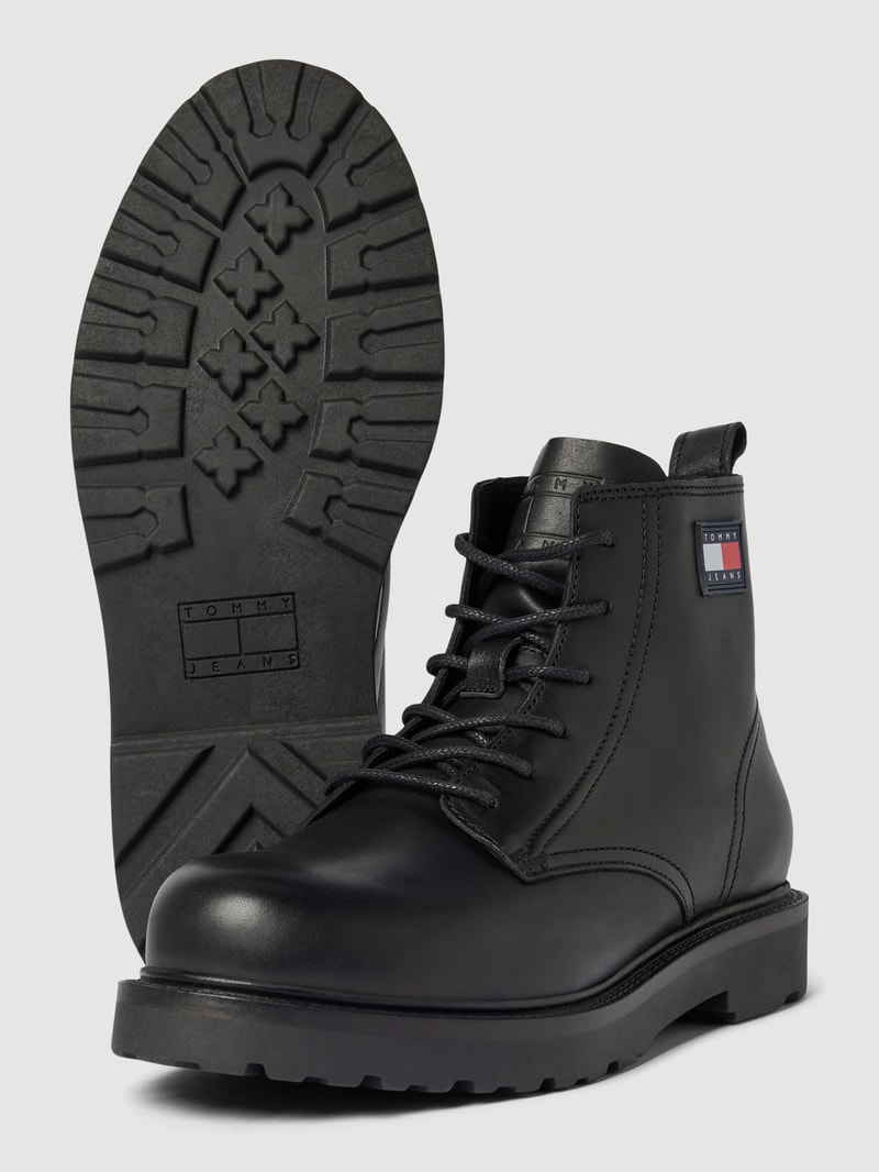 Boots aus Leder mit Label-Details in schwarz