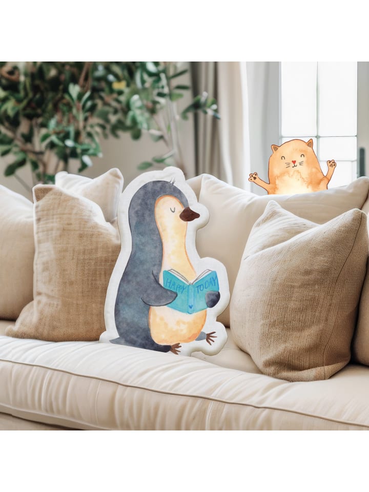 Mr. & Mrs. Panda Kissen Kuscheltier Pinguin Buch ohne Spruch in Weiß günstig kaufen