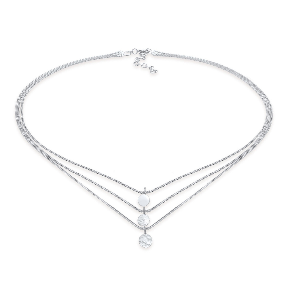 Elli Elli Collier Femmes Choker Layer Three Row Plate Boho Trend Blogger en argent ste collier