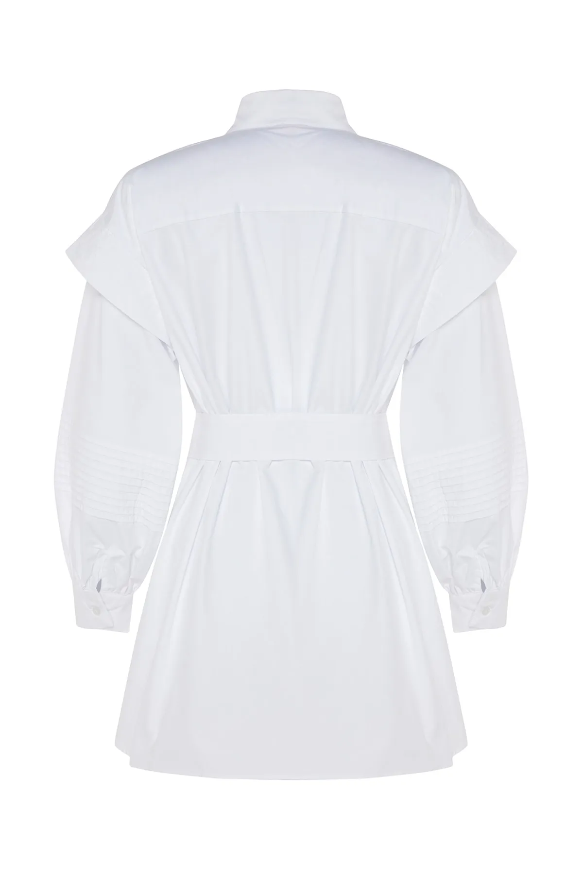 Trendyol Modest  X Kevser Sarıoglu Weißes Hemd aus 100 % gewebtem Popeline mit gerippten Nähten TCLSS23TG00002