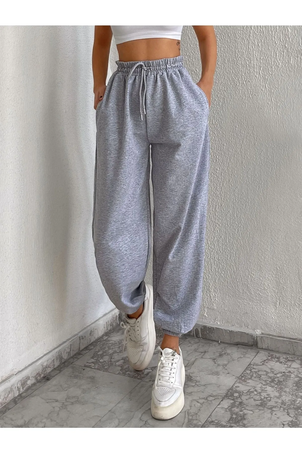 armonika  Graue Damen-Jogginghose mit Taschen, elastischem Bund und Beinen, Arm-22Y024062