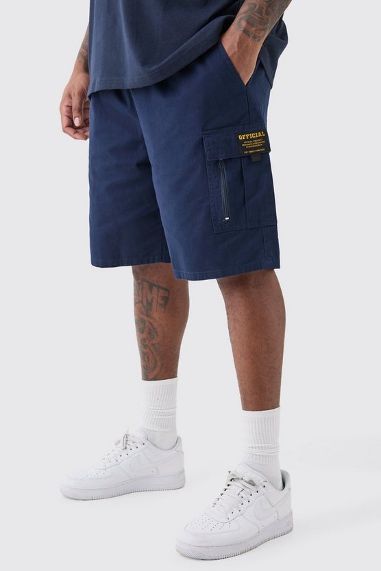 Plus lockere Twill Cargo-Shorts mit Reißverschluss-Detail