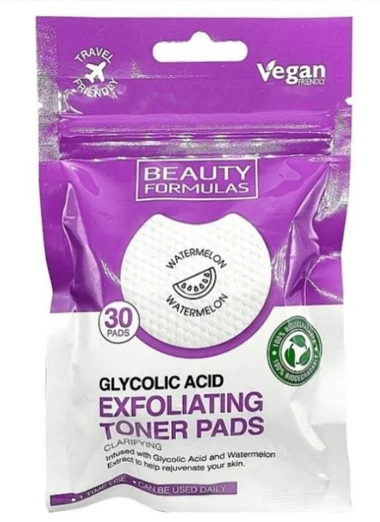 Disques exfoliants imprégnés d'acide glycolique Beauty Formulas