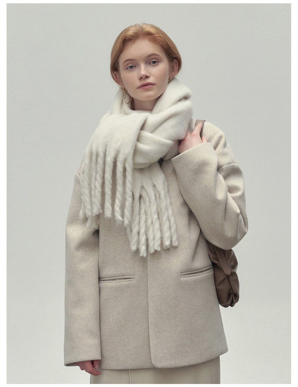 Deliana.makeup Modeschal Ladies Winter Warm Solid Colour Schal mit Quasten, Damenschal, modisch und vielseitig, weich und bequem