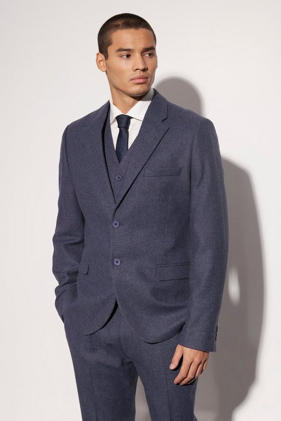 Einreihige Slim-Fit Tweed-Anzugjacke aus Wolle