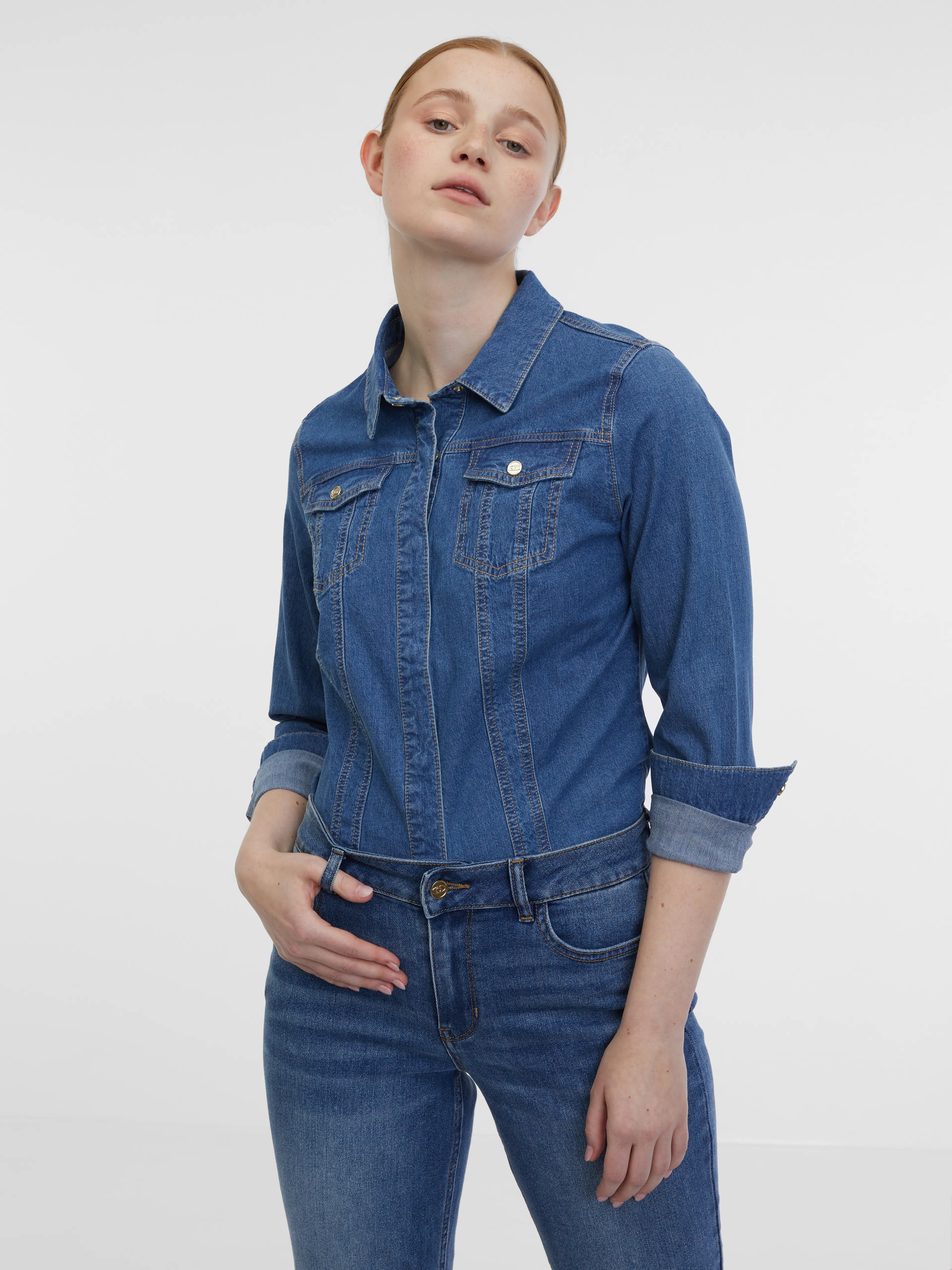 Blaues Damen-Jeanshemd ORSAY